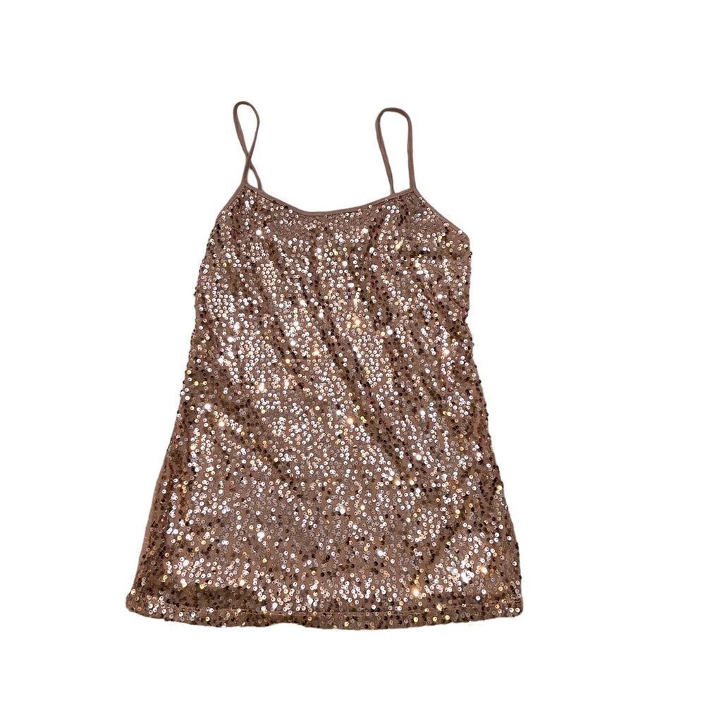 Ladies Weaver Brand Sequin Front Champagne Pink Tank Top Size Medium